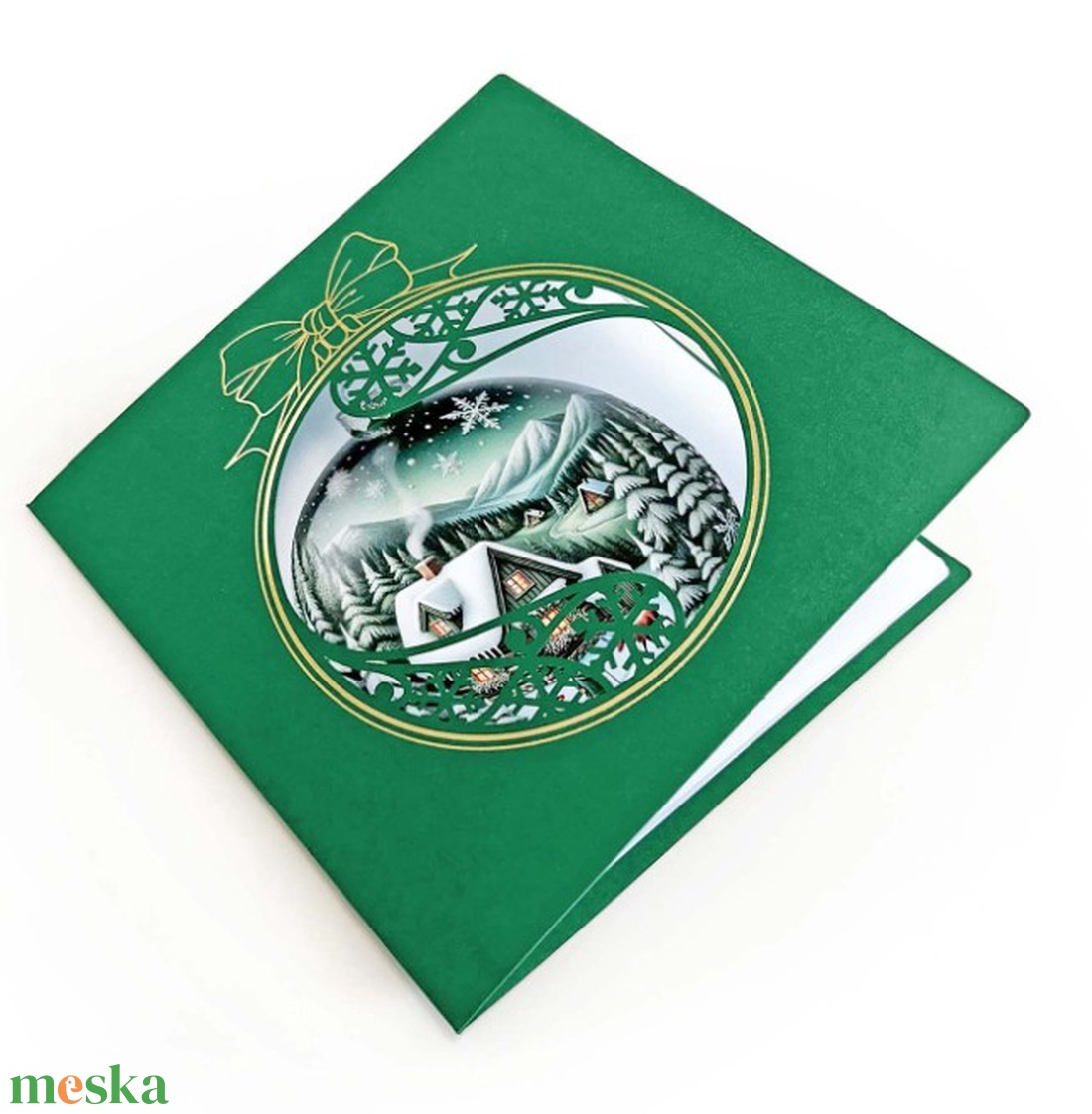 Karácsonyi képeslap egyedi grafikával, kivágással - karácsony - karácsonyi ajándékozás - karácsonyi képeslap, üdvözlőlap, ajándékkísérő - Meska.hu