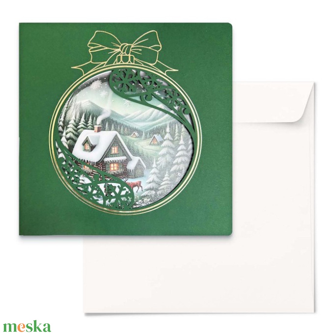 Karácsonyi képeslap egyedi grafikával, kivágással - karácsony - karácsonyi ajándékozás - karácsonyi képeslap, üdvözlőlap, ajándékkísérő - Meska.hu