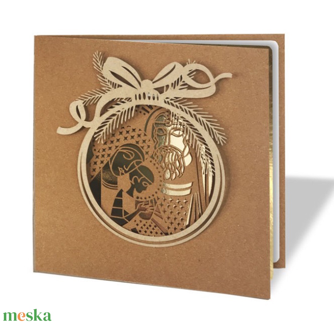 Karácsonyi képeslap egyedi grafikával, kivágással - karácsony - karácsonyi ajándékozás - karácsonyi képeslap, üdvözlőlap, ajándékkísérő - Meska.hu