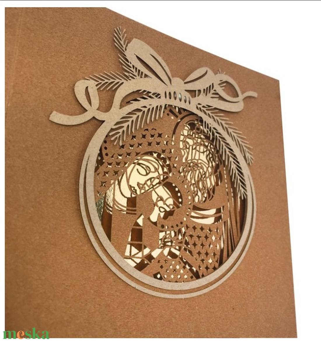 Karácsonyi képeslap egyedi grafikával, kivágással - karácsony - karácsonyi ajándékozás - karácsonyi képeslap, üdvözlőlap, ajándékkísérő - Meska.hu