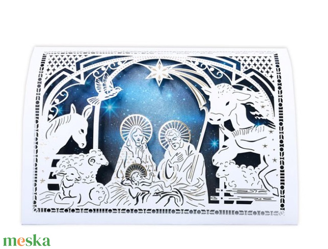 Karácsonyi képeslap egyedi grafikával, kivágással - karácsony - karácsonyi ajándékozás - karácsonyi képeslap, üdvözlőlap, ajándékkísérő - Meska.hu