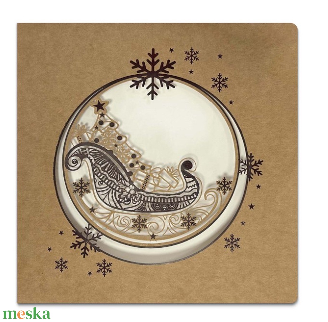 Karácsonyi képeslap egyedi grafikával, kivágással - karácsony - karácsonyi ajándékozás - karácsonyi képeslap, üdvözlőlap, ajándékkísérő - Meska.hu