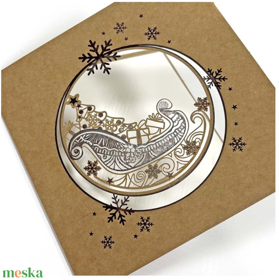 Karácsonyi képeslap egyedi grafikával, kivágással - karácsony - karácsonyi ajándékozás - karácsonyi képeslap, üdvözlőlap, ajándékkísérő - Meska.hu