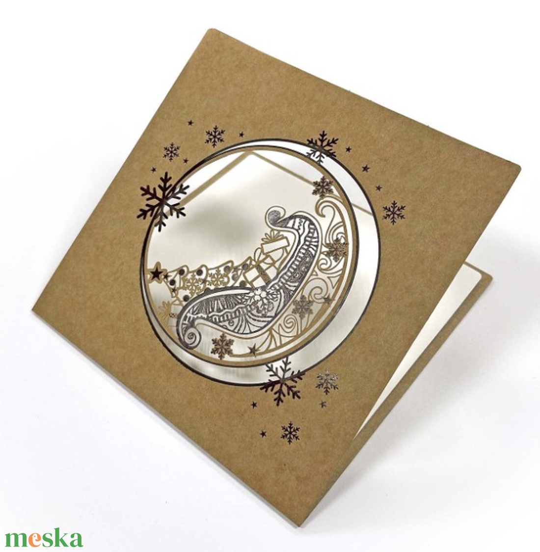 Karácsonyi képeslap egyedi grafikával, kivágással - karácsony - karácsonyi ajándékozás - karácsonyi képeslap, üdvözlőlap, ajándékkísérő - Meska.hu
