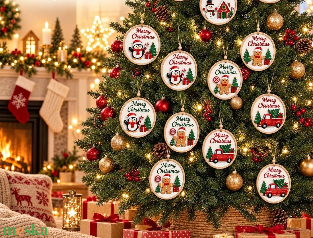 Dekoratív karácsonyi fa díszek - karácsony - karácsonyi lakásdekoráció - karácsonyfadíszek - Meska.hu
