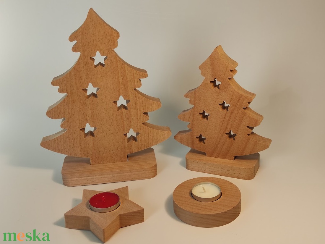 Fenyőfa asztali dísz fa talppal - karácsony - karácsonyi lakásdekoráció - ünnepi asztaldekoráció - Meska.hu