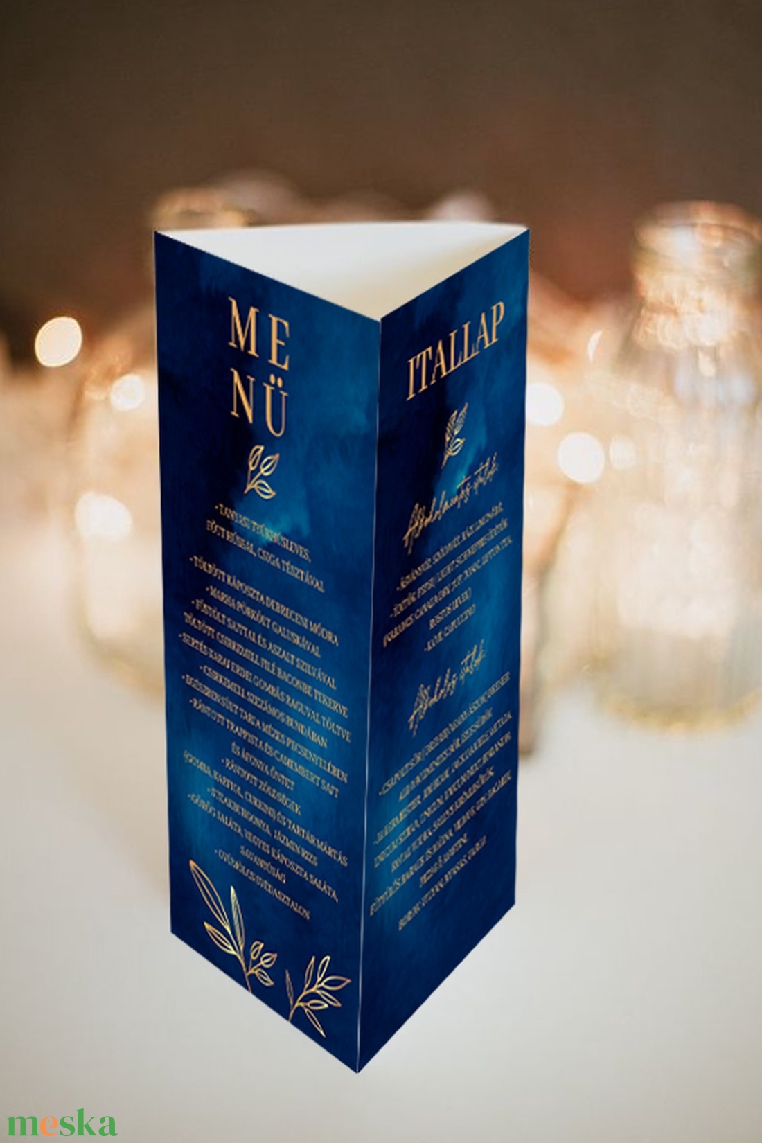 Elegáns Kék háromszög alakú menü / asztalszám - esküvő - meghívó & kártya - menü - Meska.hu Elegáns Kék háromszög alakú menü / asztalszám - esküvő - meghívó & kártya - menü - Meska.hu