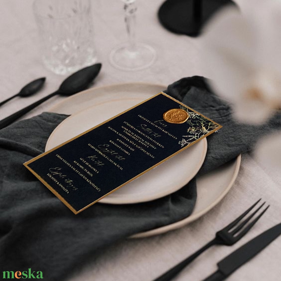 'Black Edition' Fekete, arany elegáns menükártya - esküvő - meghívó & kártya - menü - Meska.hu 'Black Edition' Fekete, arany elegáns menükártya - esküvő - meghívó & kártya - menü - Meska.hu