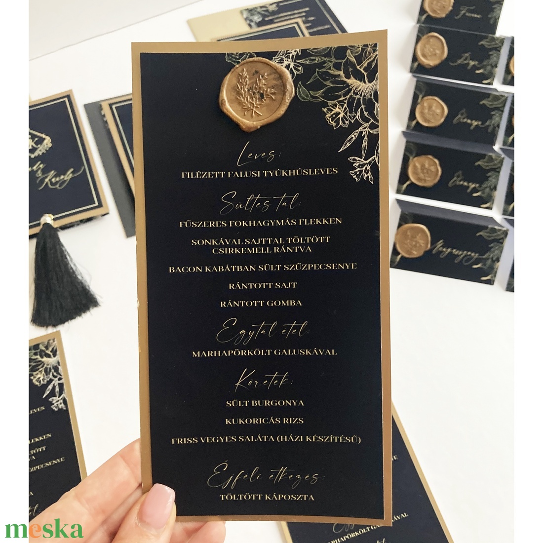 'Black Edition' Fekete, arany elegáns menükártya - esküvő - meghívó & kártya - menü - Meska.hu 'Black Edition' Fekete, arany elegáns menükártya - esküvő - meghívó & kártya - menü - Meska.hu