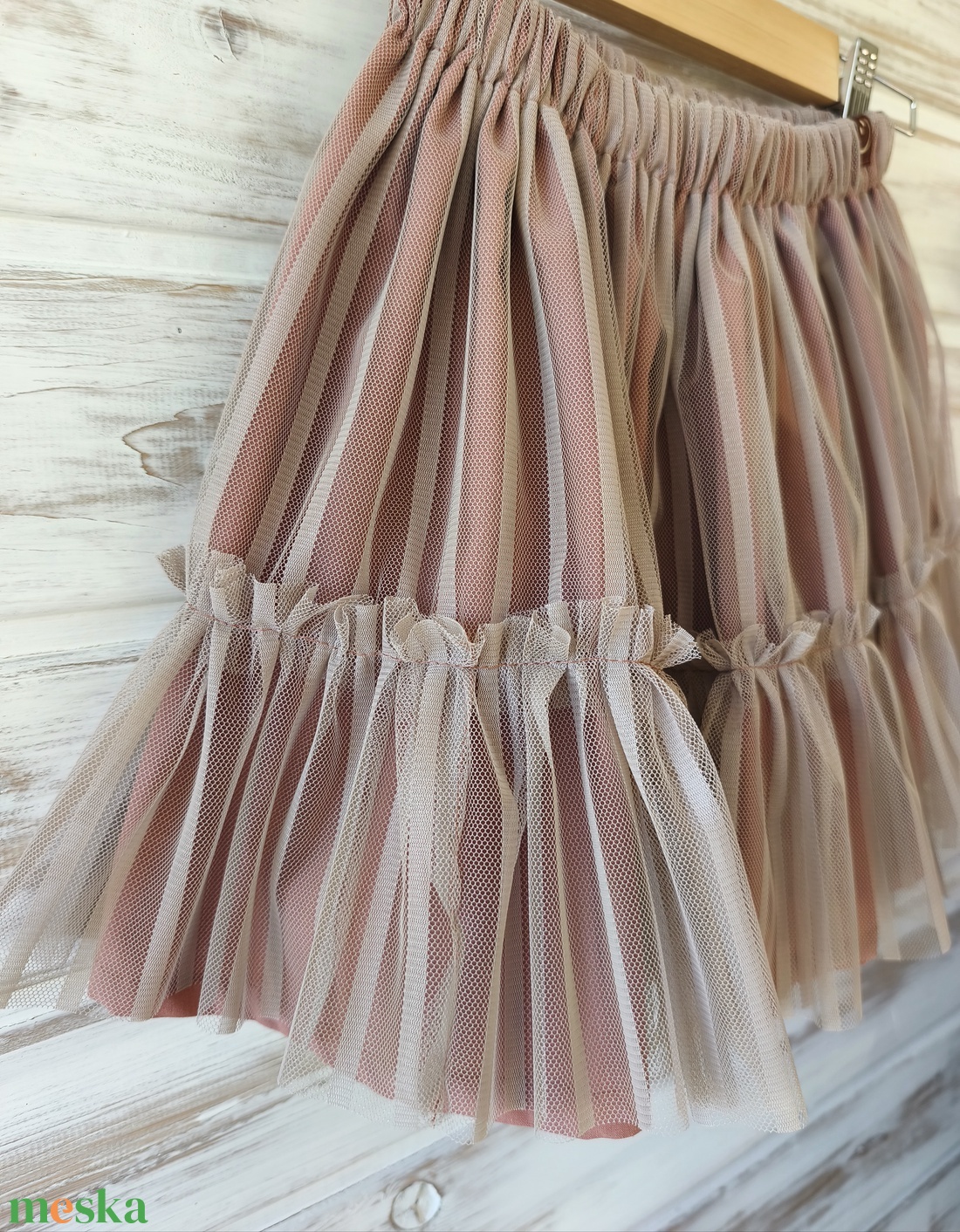 Mályva színű csíkos tüllszoknya - ruha & divat - babaruha & gyerekruha - szoknya - Meska.hu