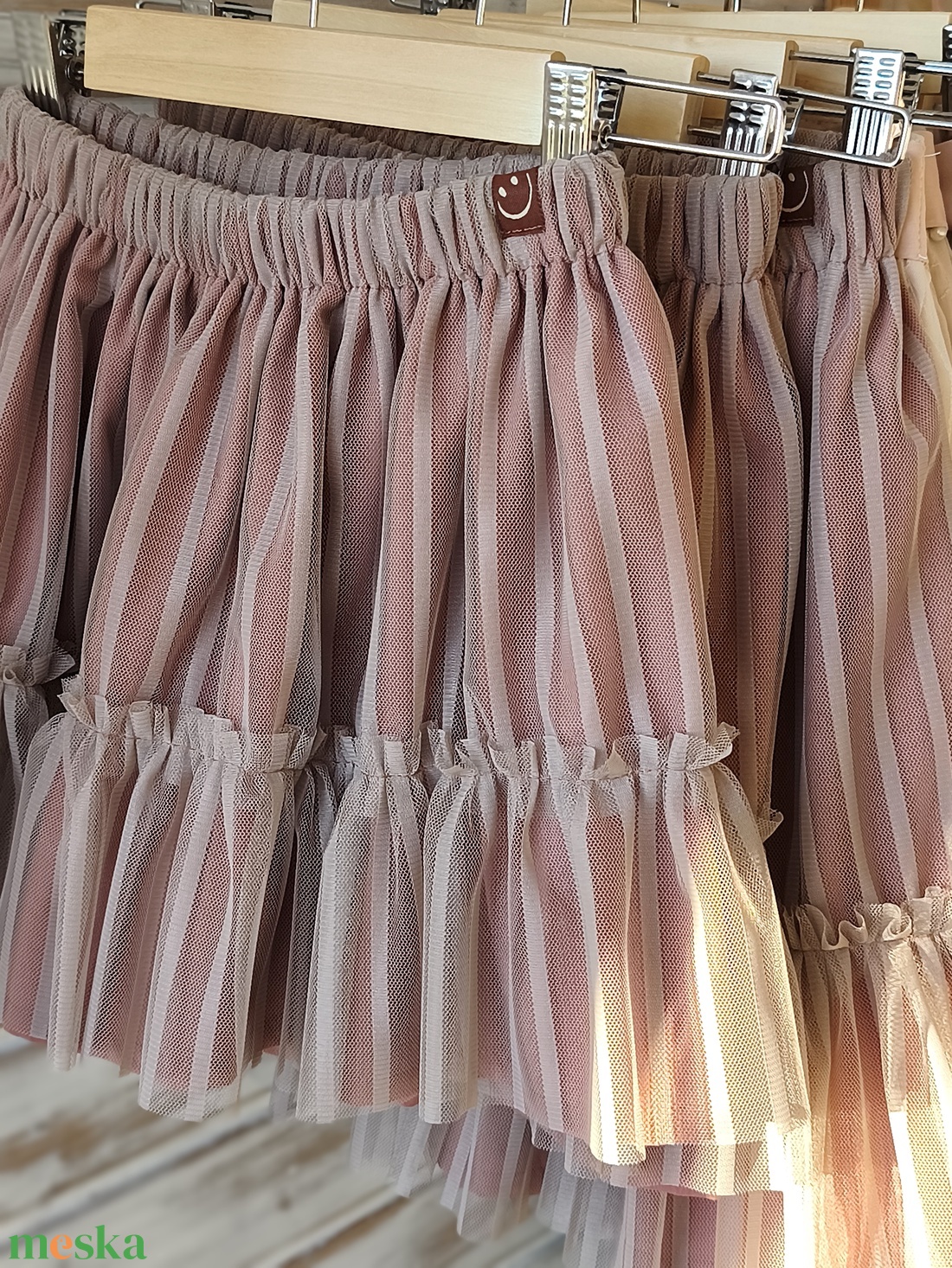 Mályva színű csíkos tüllszoknya - ruha & divat - babaruha & gyerekruha - szoknya - Meska.hu