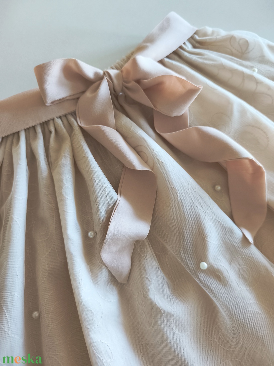 Púder gyöngyös tüllszoknya - ruha & divat - babaruha & gyerekruha - szoknya - Meska.hu