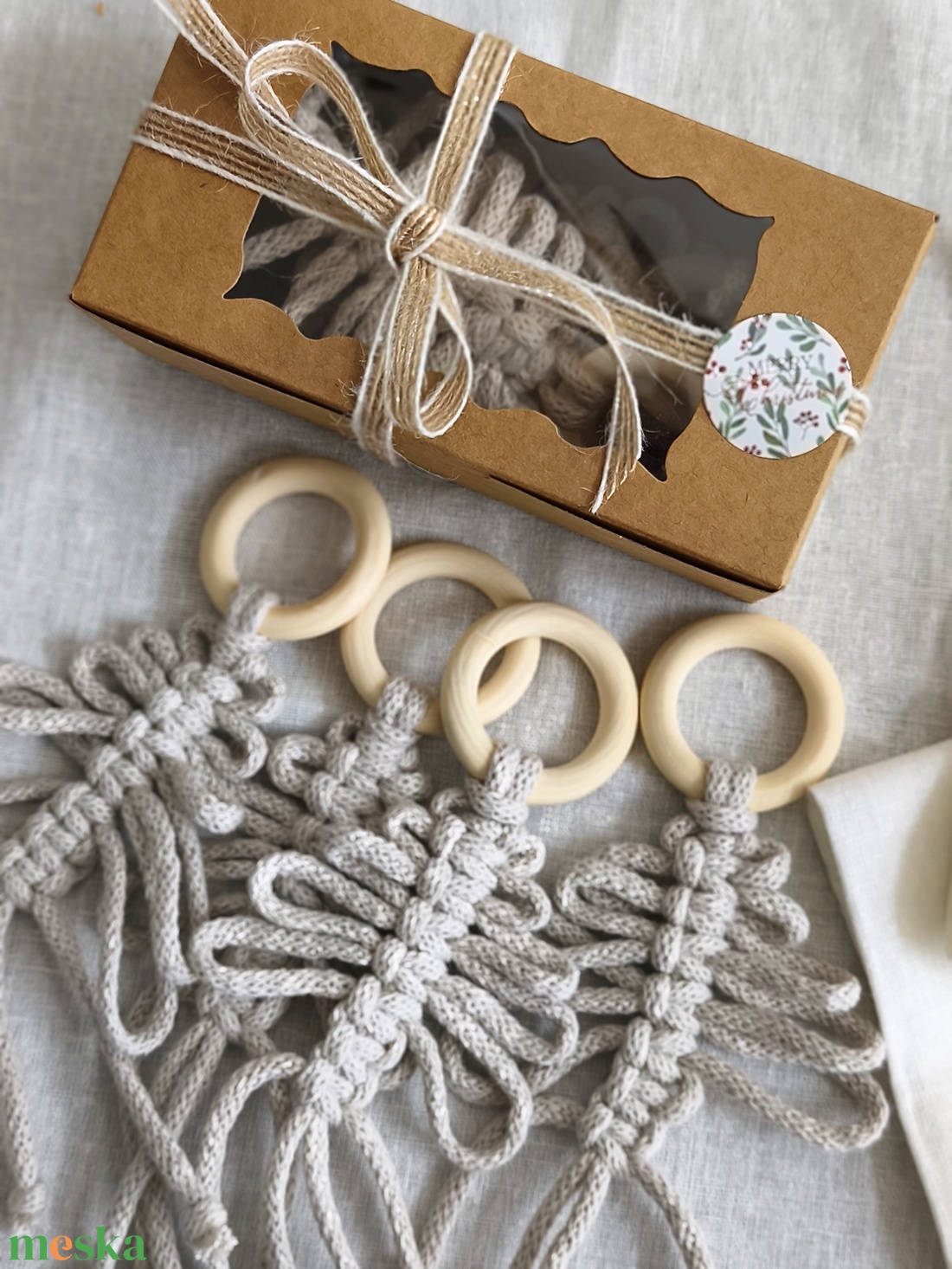 4 darabos szalvétagyűrű / karácsonyfadísz díszdobozban - karácsony - adventi díszek - adventi asztaldísz - Meska.hu