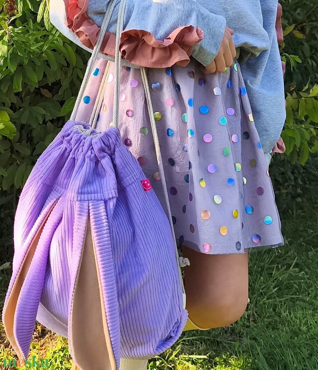 Lila kord nyuszis hátizsák - táska & tok - hátizsák - hátizsák - Meska.hu