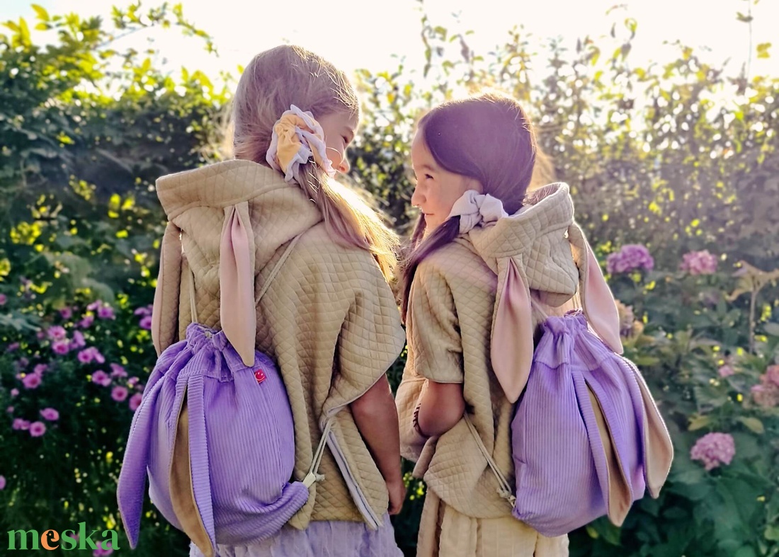 Lila kord nyuszis hátizsák - táska & tok - hátizsák - hátizsák - Meska.hu