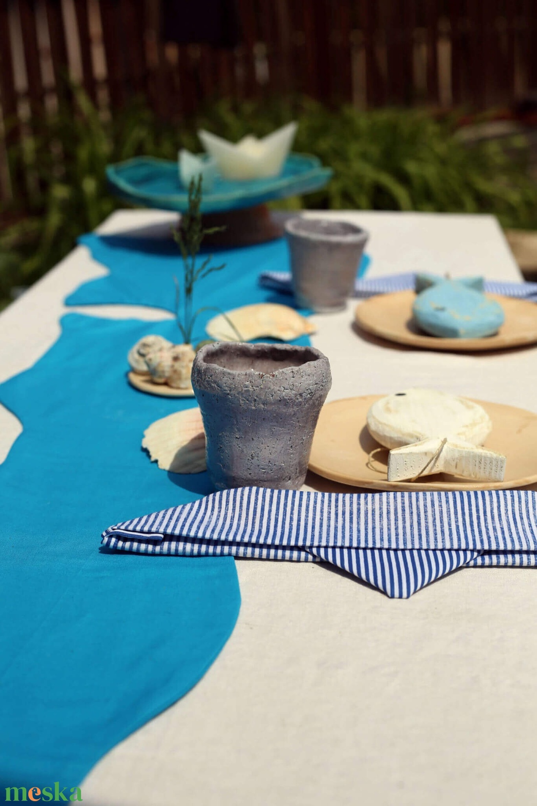 Balaton Blue hajóra hajtogatott asztalkendő szett  - otthon & életmód - konyhafelszerelés, tálalás - konyhai textil - szalvéta - Meska.hu