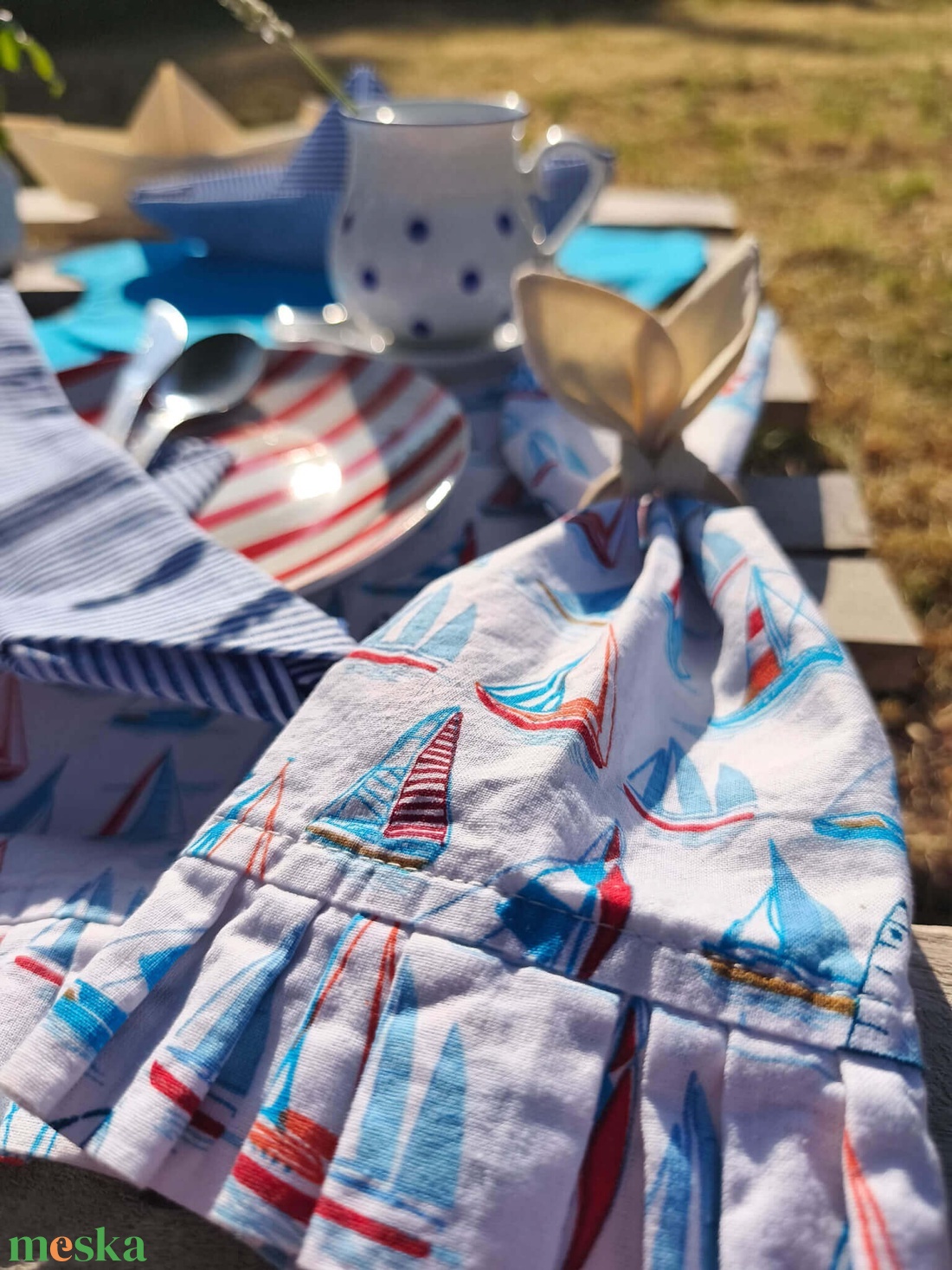 Balaton Blue fodros asztalkendő szett  - otthon & életmód - konyhafelszerelés, tálalás - konyhai textil - szalvéta - Meska.hu