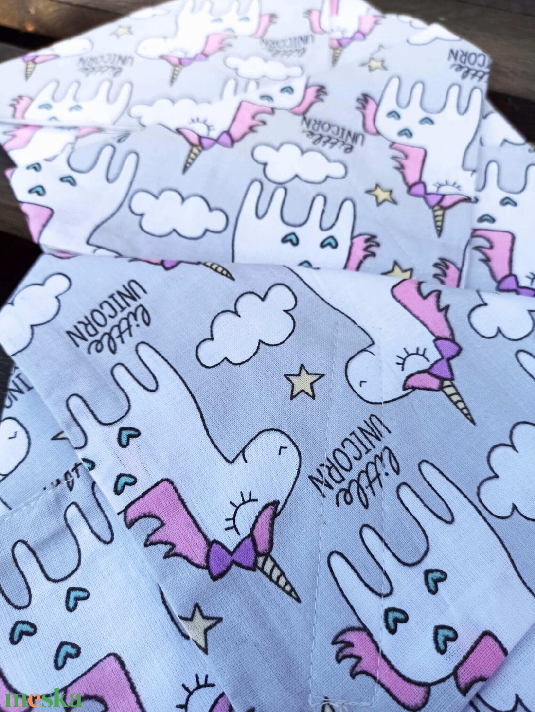 Újraszalvéta unikornis masnival - táska & tok - uzsonna- & ebéd tartó - szendvics csomagoló - Meska.hu