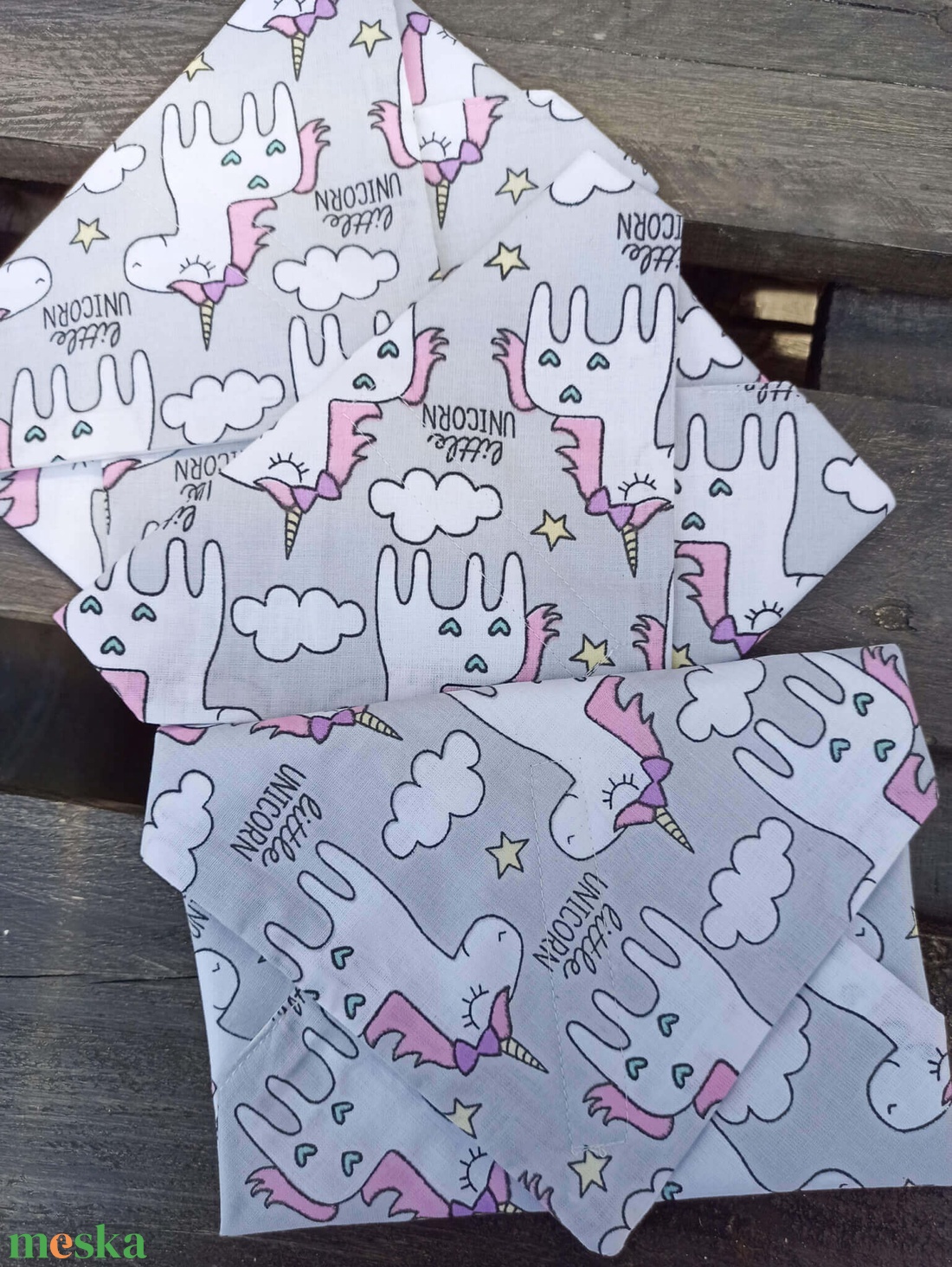 Újraszalvéta unikornis masnival - táska & tok - uzsonna- & ebéd tartó - szendvics csomagoló - Meska.hu