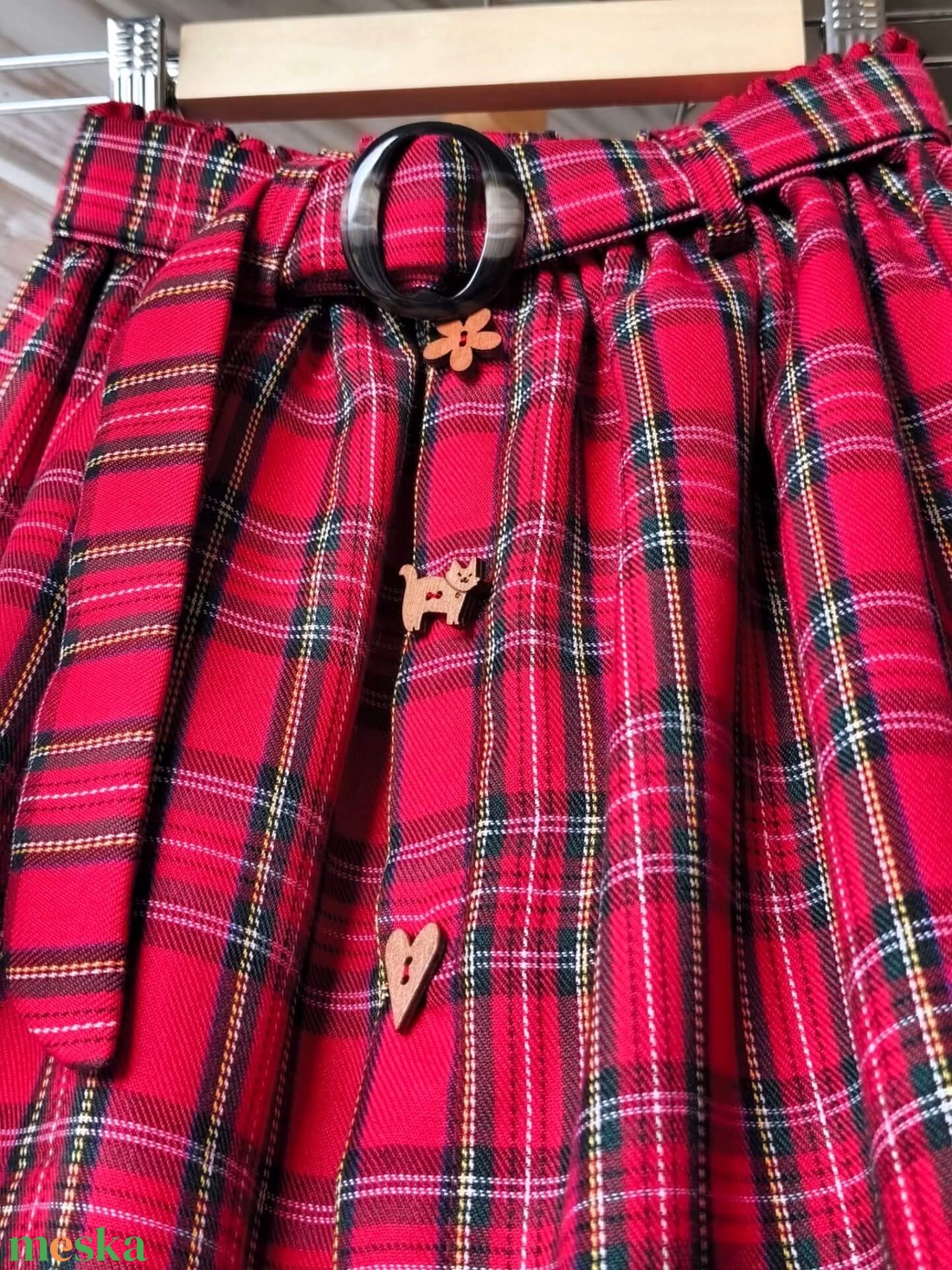 Skótkockás midi szoknya övvel - ruha & divat - babaruha & gyerekruha - szoknya - Meska.hu