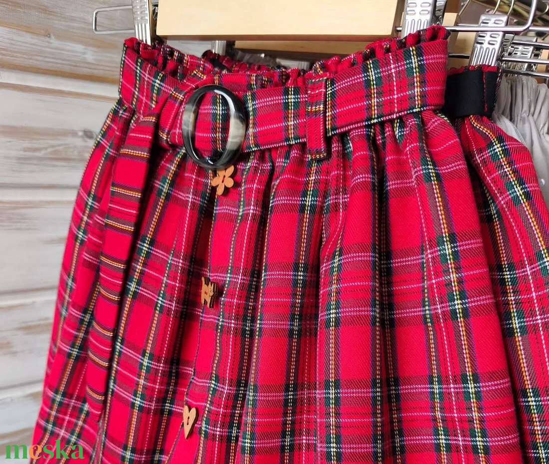 Skótkockás midi szoknya övvel - ruha & divat - babaruha & gyerekruha - szoknya - Meska.hu