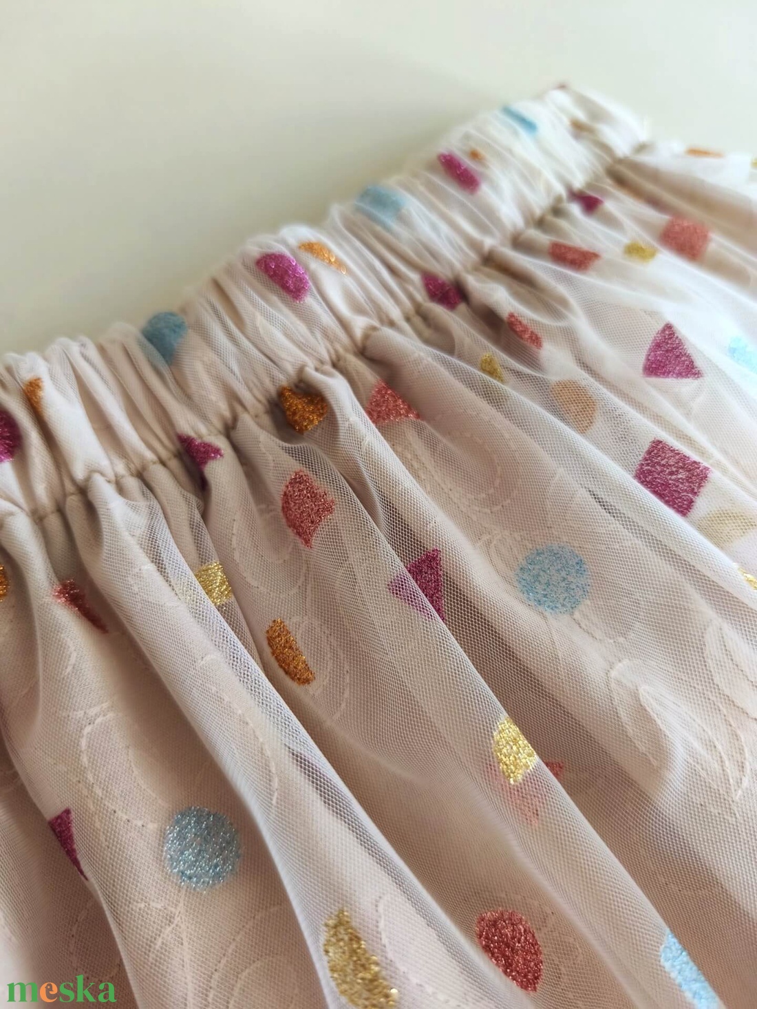 Nude pöttyös tüll szoknya - ruha & divat - babaruha & gyerekruha - szoknya - Meska.hu