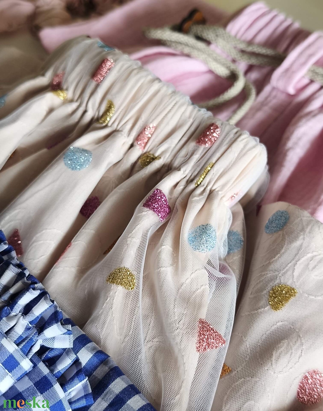 Nude pöttyös tüll szoknya - ruha & divat - babaruha & gyerekruha - szoknya - Meska.hu