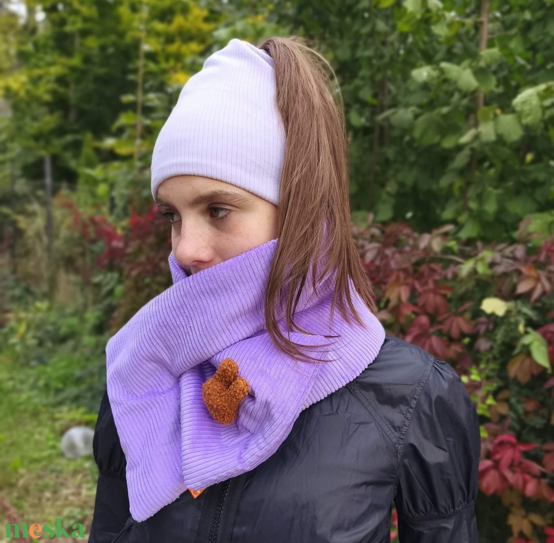Lila kordbársony sál - ruha & divat - sál, sapka, kendő - sál - Meska.hu