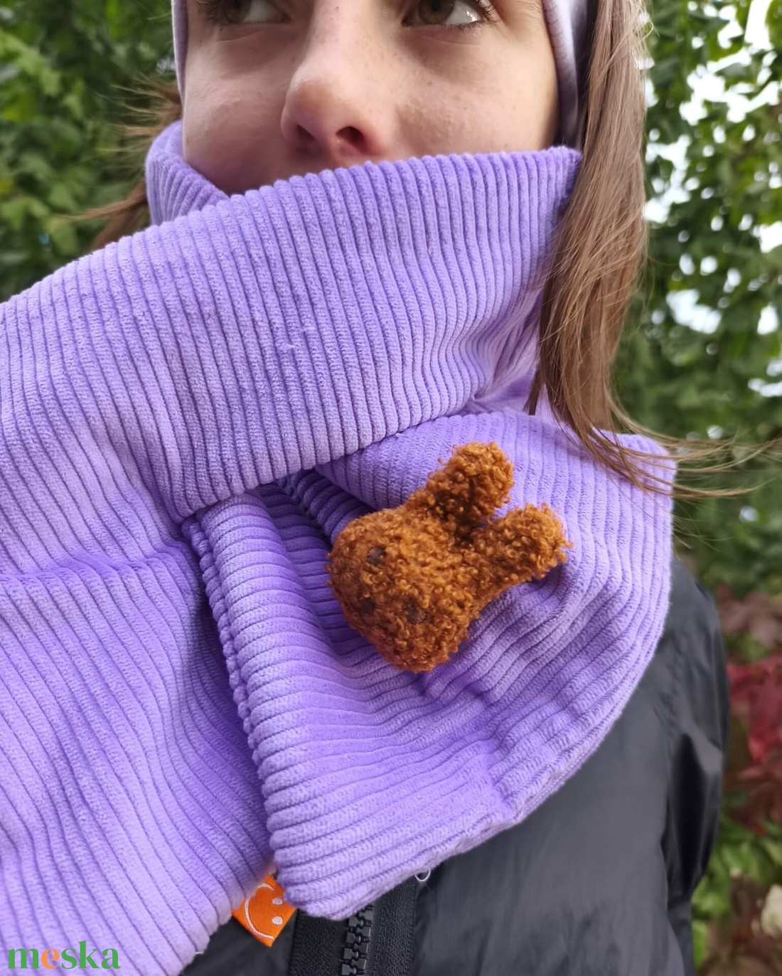 Lila kordbársony sál - ruha & divat - sál, sapka, kendő - sál - Meska.hu