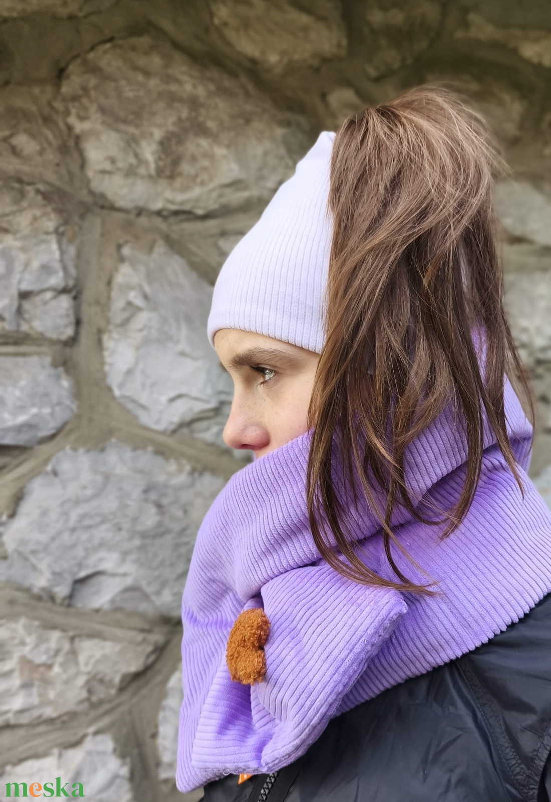 Lila kordbársony sál - ruha & divat - sál, sapka, kendő - sál - Meska.hu