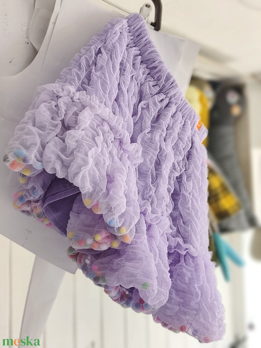 Lila gyűrt tüll szoknya - ruha & divat - babaruha & gyerekruha - szoknya - Meska.hu