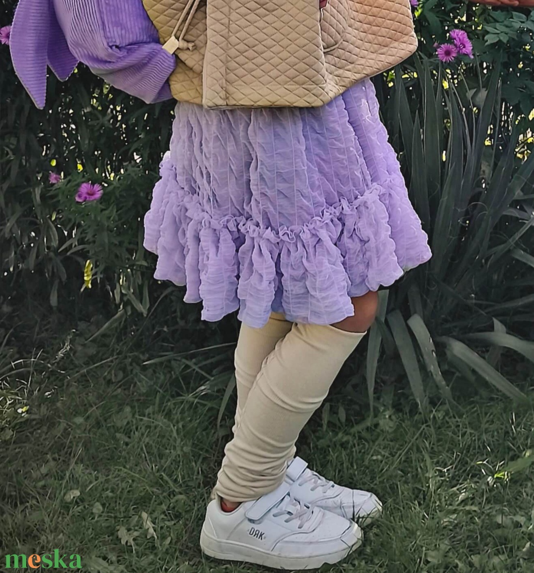 Lila gyűrt tüll szoknya - ruha & divat - babaruha & gyerekruha - szoknya - Meska.hu