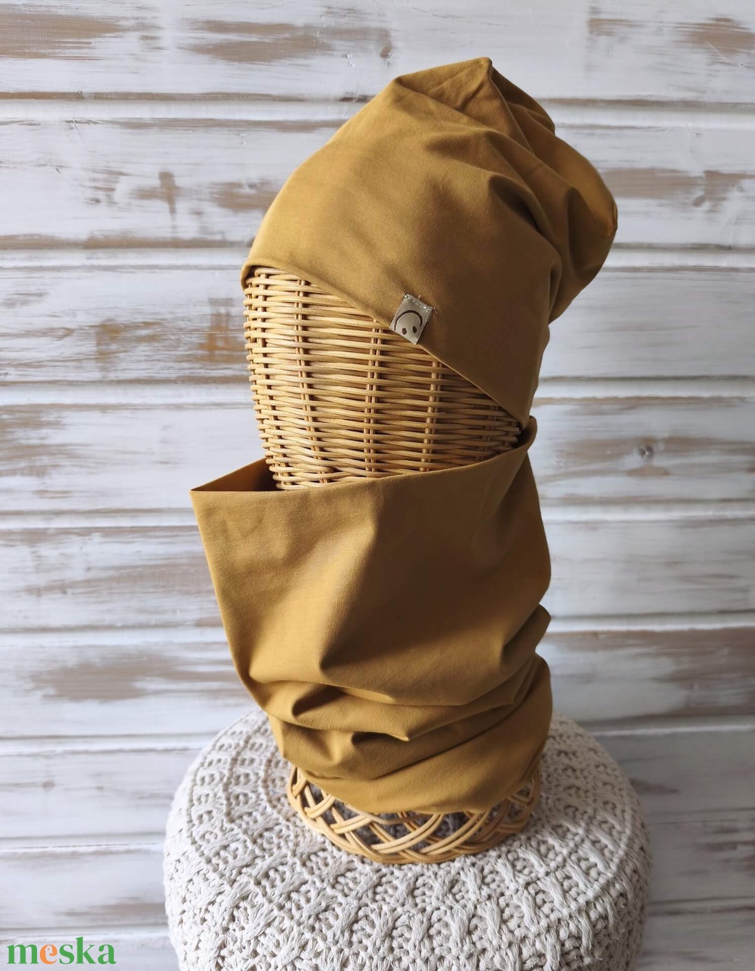 Mustár sapka sál szett  - ruha & divat - sál, sapka, kendő - sapka & sál szett - Meska.hu