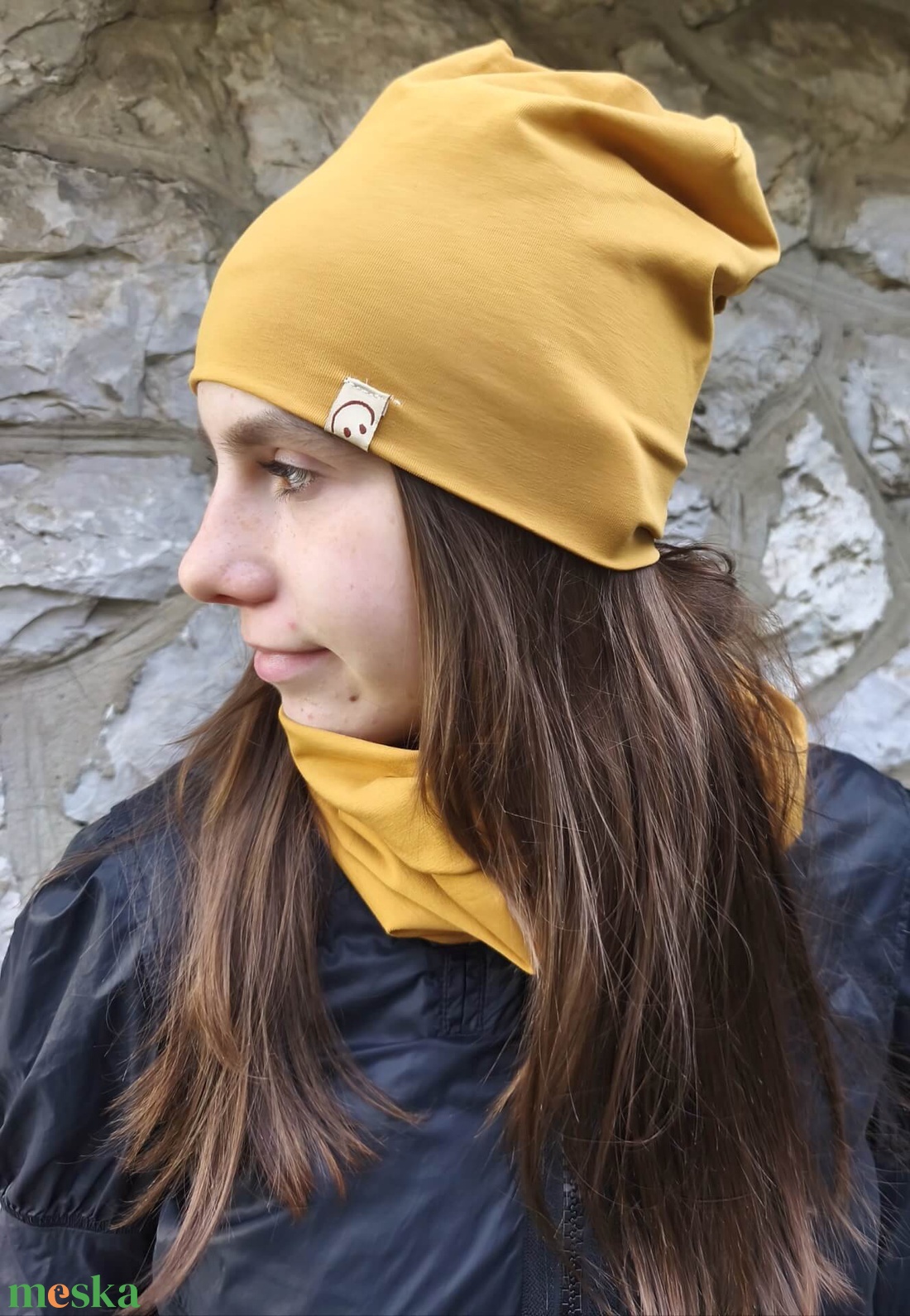 Mustár sapka sál szett  - ruha & divat - sál, sapka, kendő - sapka & sál szett - Meska.hu