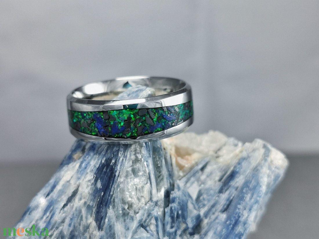 Nemesacél Gyűrű Lapis Lazuli, Hematit Ásvánnyal És Zöld Opállal. Vízálló, Karcálló, Anti-Allergén, Egyedi Megrendelésre! - ékszer - gyűrű - kerek gyűrű - Meska.hu