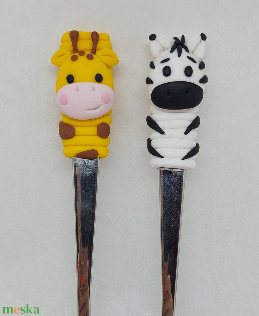 Zebra és zsiráf mintás kanál szett - otthon & életmód - konyhafelszerelés, tálalás - tálalás - kanál & villa - Meska.hu