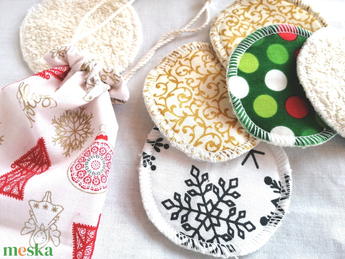 Mosható arctisztító, sminklemosó korong/ párna pamutból/Karácsonyi különszám  - szépségápolás - arcápolás - arctisztító korong - Meska.hu