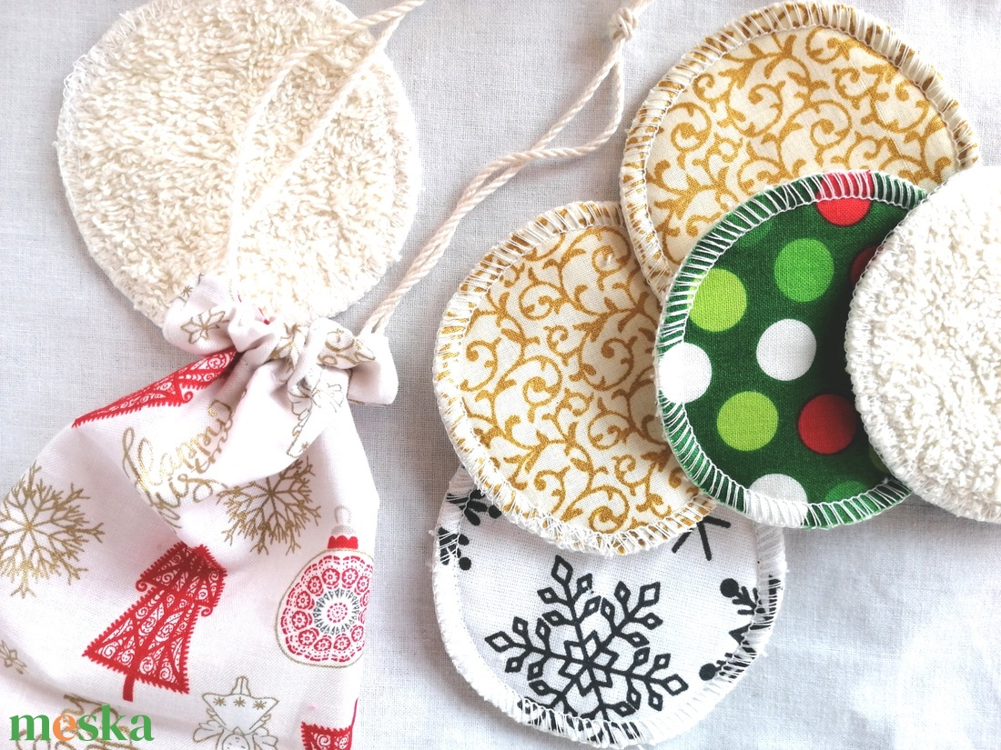 Mosható arctisztító, sminklemosó korong/ párna pamutból/Karácsonyi különszám  - szépségápolás - arcápolás - arctisztító korong - Meska.hu