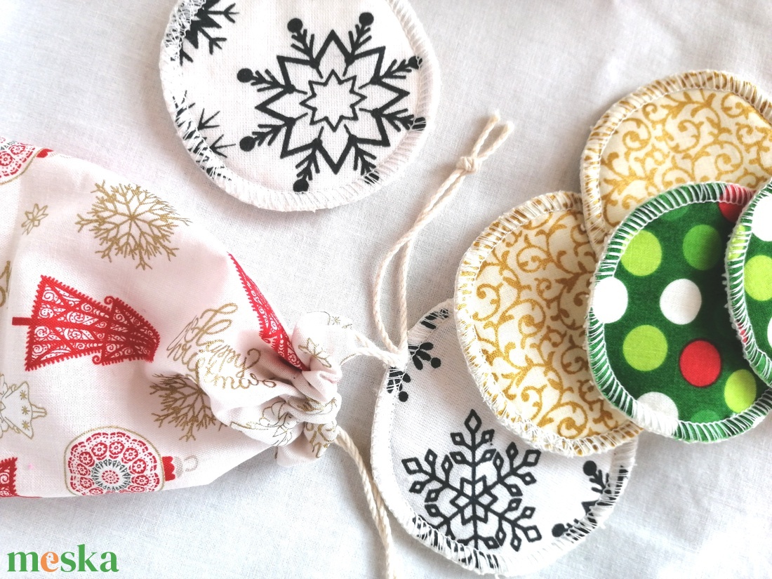 Mosható arctisztító, sminklemosó korong/ párna pamutból/Karácsonyi különszám  - szépségápolás - arcápolás - arctisztító korong - Meska.hu