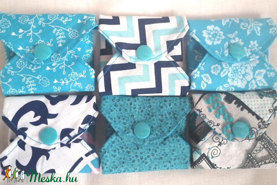 Pamut tisztasági betét szett TÜRKIZ KÉKSÉG - szépségápolás - intim higiénia - tisztasági betét - Meska.hu
