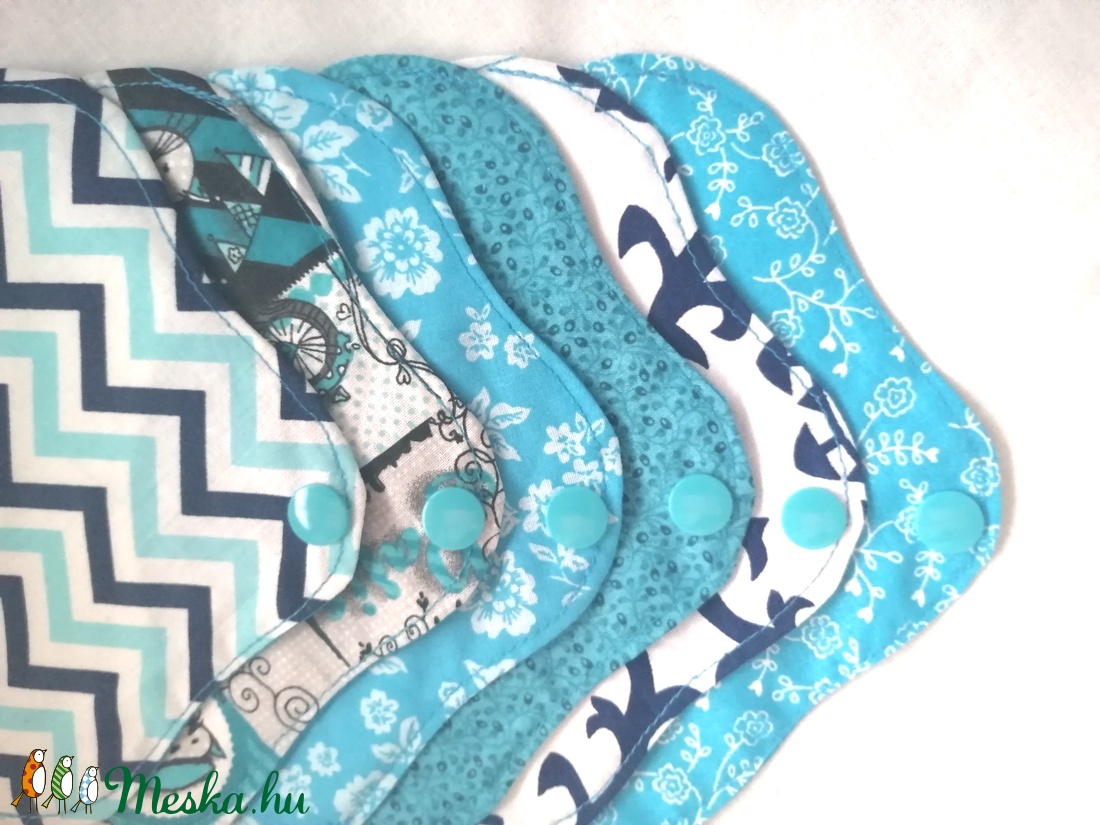 Pamut tisztasági betét szett TÜRKIZ KÉKSÉG - szépségápolás - intim higiénia - tisztasági betét - Meska.hu