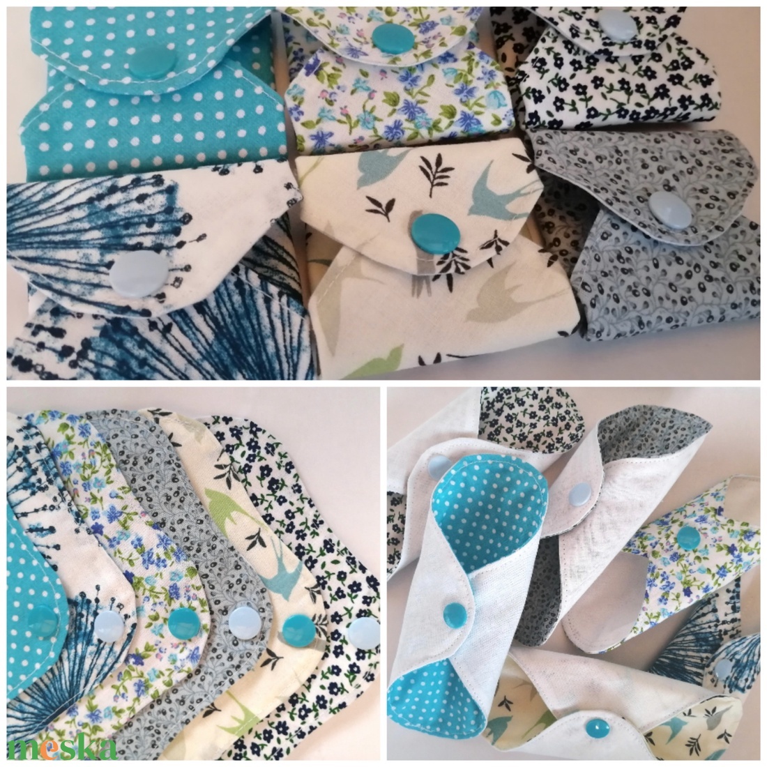 Pamut tisztasági betét szett KÉKSÉG - szépségápolás - intim higiénia - tisztasági betét - Meska.hu