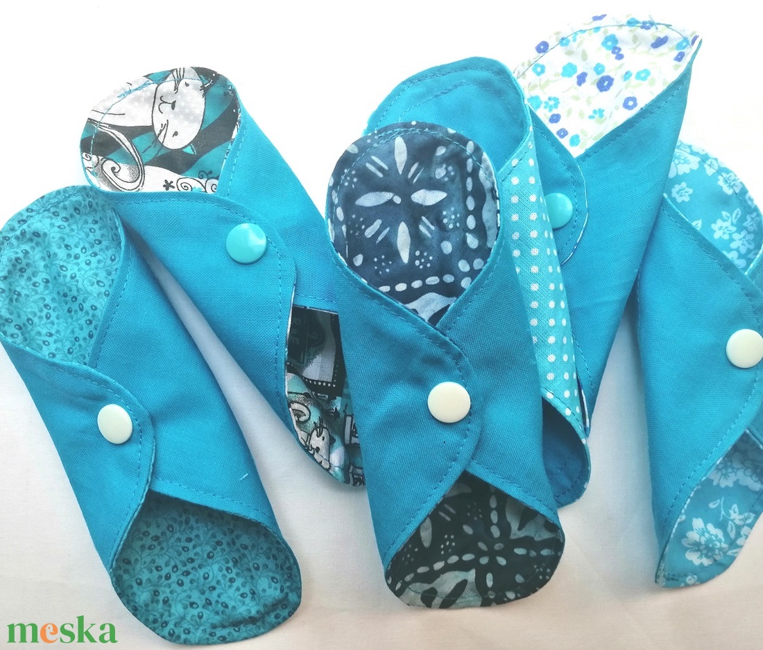 Pamut tisztasági betét szett Türkizkék Tenger - szépségápolás - intim higiénia - tisztasági betét - Meska.hu