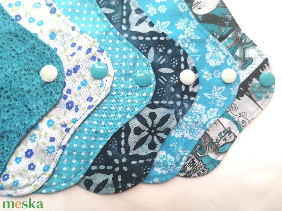 Pamut tisztasági betét szett Türkizkék Tenger - szépségápolás - intim higiénia - tisztasági betét - Meska.hu