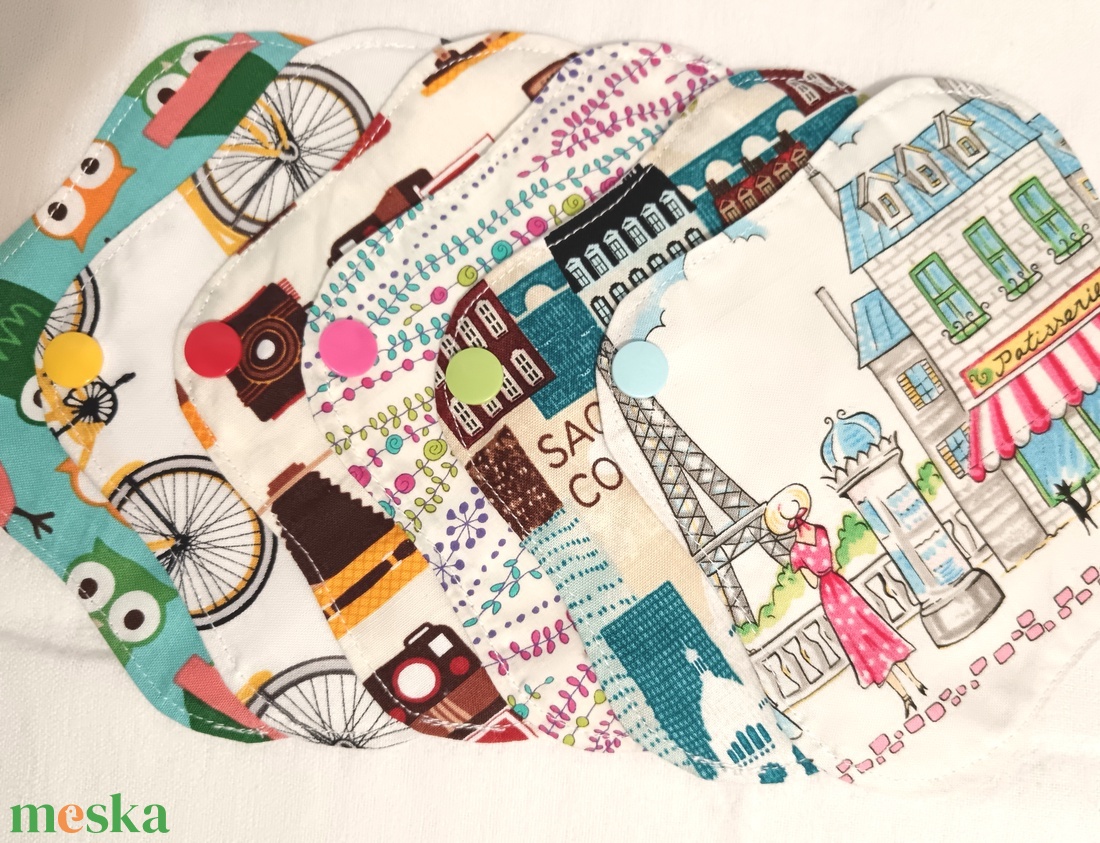 Pamut tisztasági betét szett Párizsi színkavalkád - szépségápolás - intim higiénia - tisztasági betét - Meska.hu