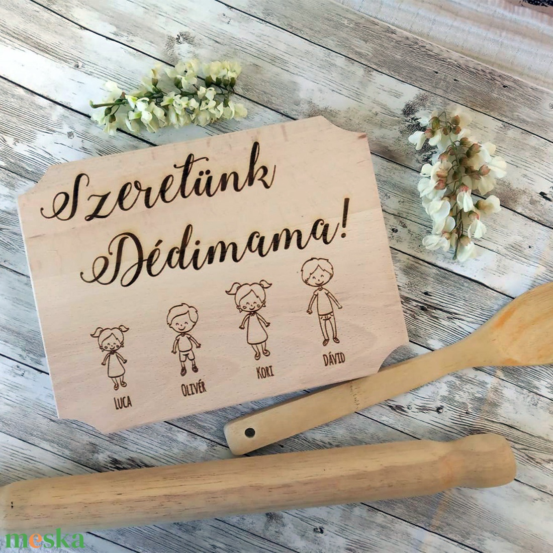 Vágódeszka gyerek figurákkal névre szólóan - otthon & életmód - konyhafelszerelés, tálalás - sütés, főzés - vágódeszka - Meska.hu