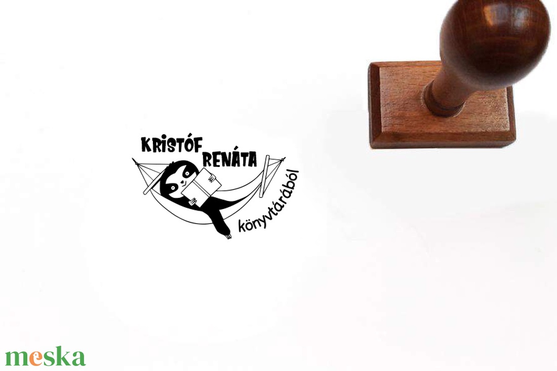 Lajhár mintájú ex libris pecsét - könyv & zene - ex libris pecsét - Meska.hu