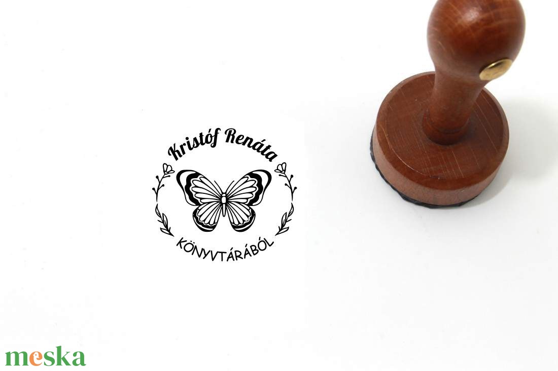Pillangó mintájú ex libris pecsét - könyv & zene - ex libris pecsét - Meska.hu