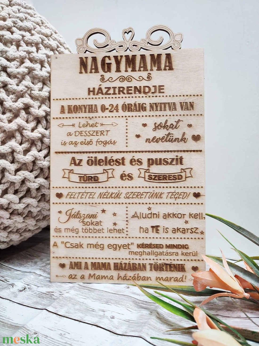 Nagymama házirendje tábla - otthon & életmód - dekoráció - kép & falikép - táblakép - Meska.hu