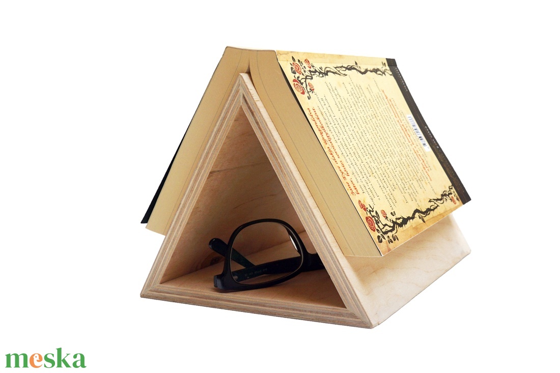 Háromszög fa könyvtámasz  - otthon & életmód - dekoráció - asztal és polc dekoráció - könyvtámasz - Meska.hu